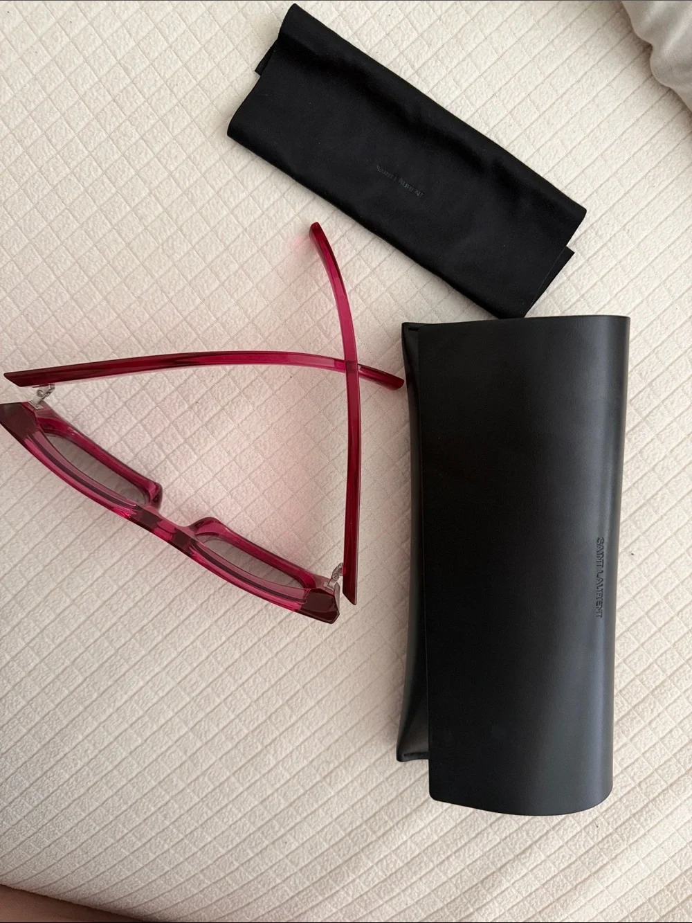 Saint Laurent fuchsia acetate cat-eye sunglasses